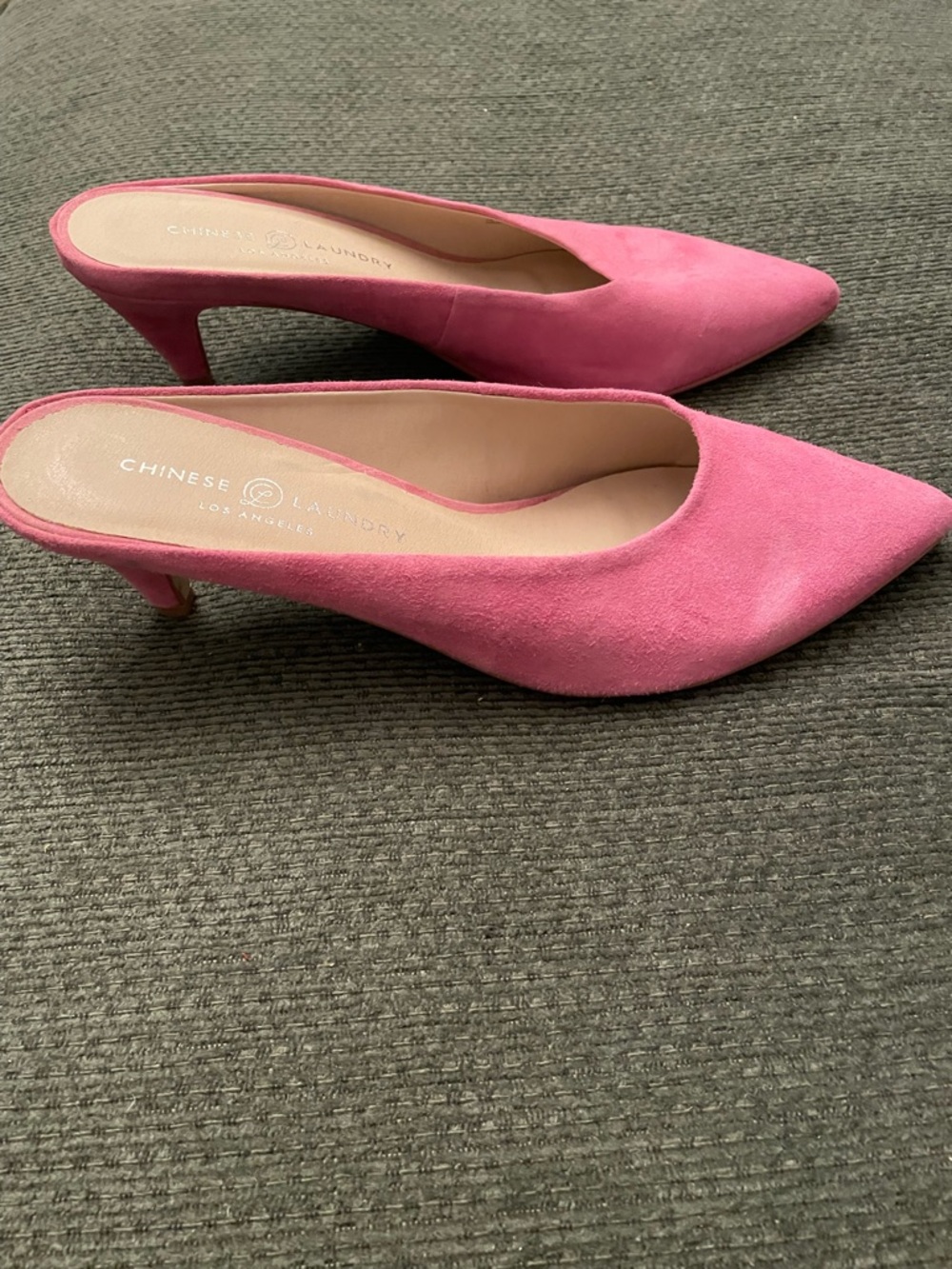 Chinese Laundry Hot Pink Suede Pointed-Toe Mule Heels
